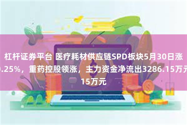 杠杆证券平台 医疗耗材供应链SPD板块5月30日涨0.25%，重药控股领涨，主力资金净流出3286.15万元
